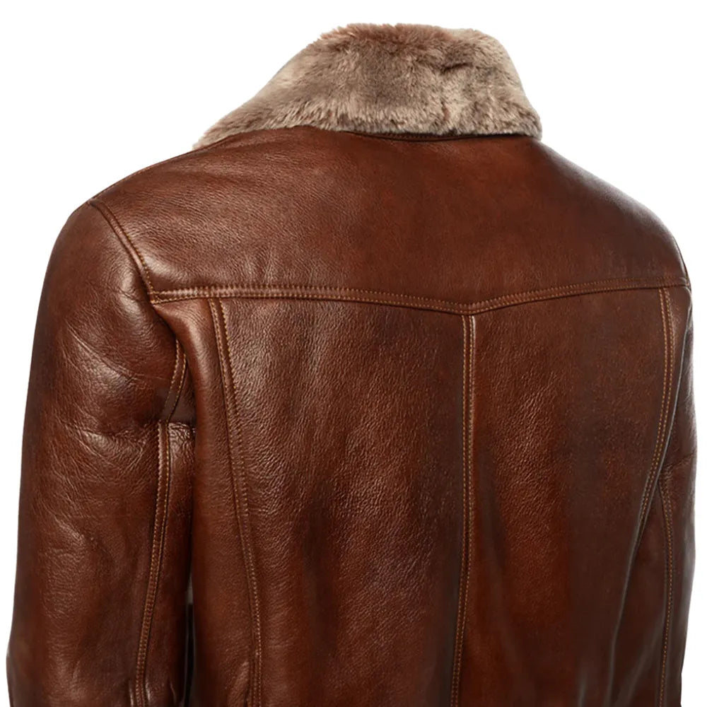Dashiell brown trucker shearling jacket