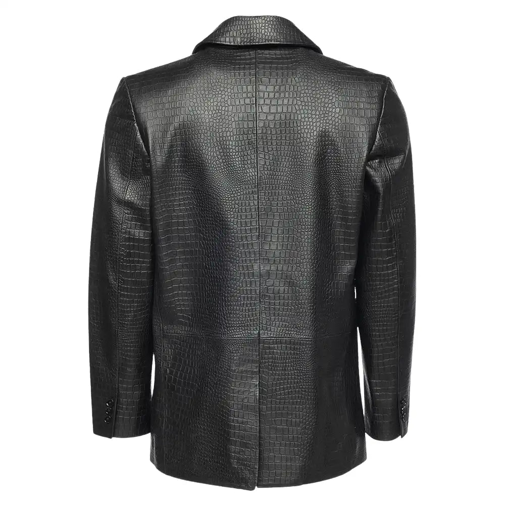 Croc print black leather blazer
