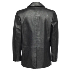Croc print black leather blazer