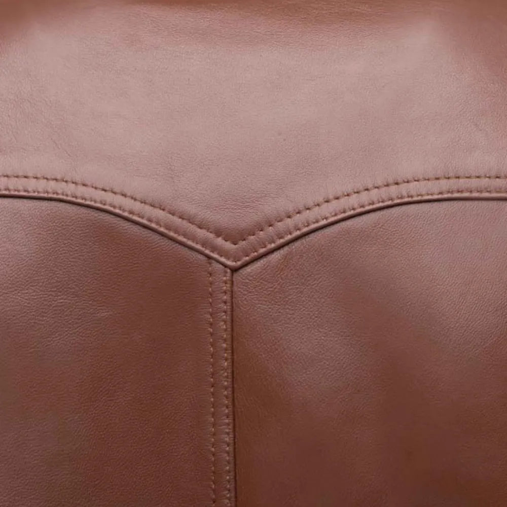 Brown leather jacket with collar belt