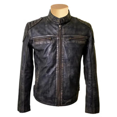 Hendrix's Distressed Leather Jacket with collar belt