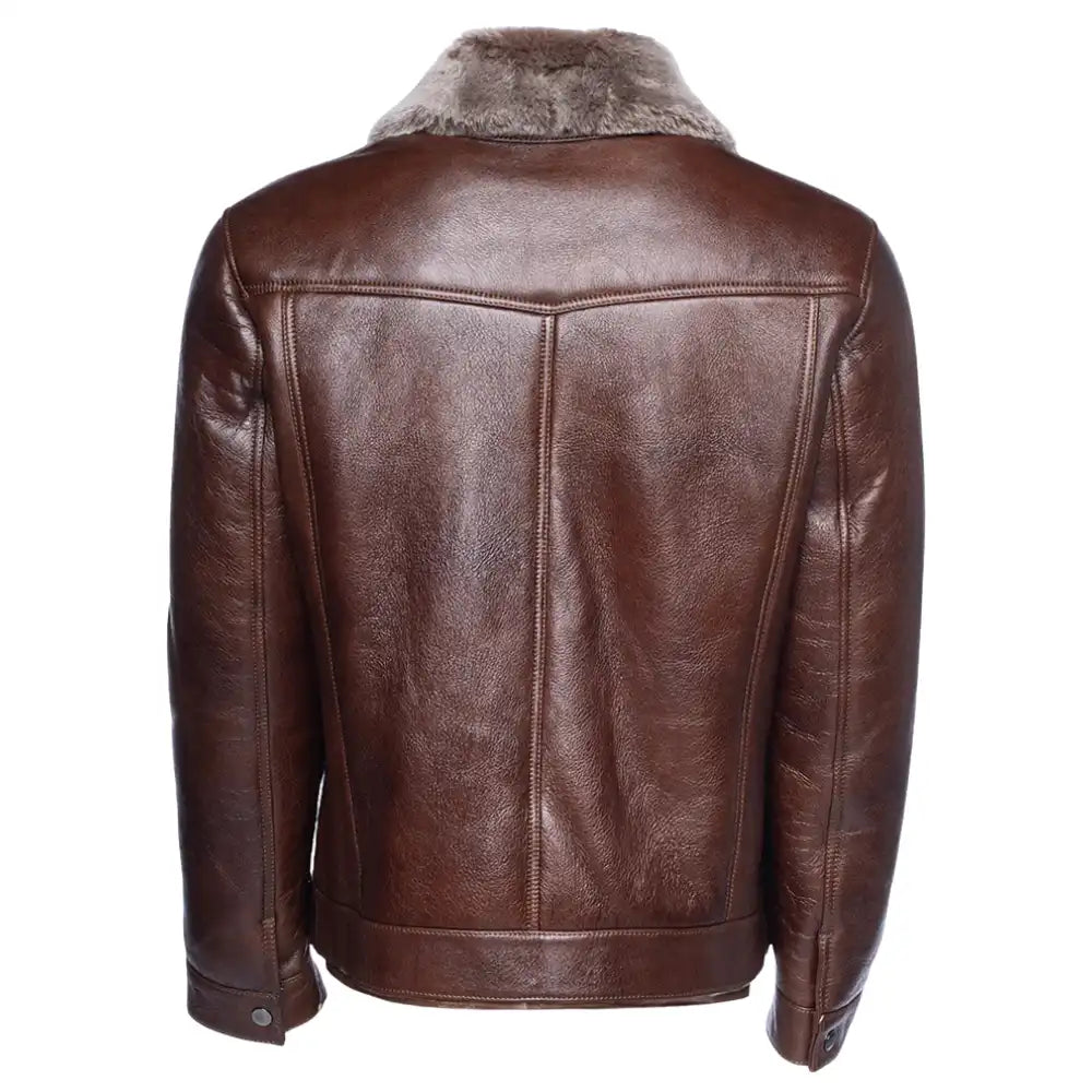 Dashiell brown trucker shearling jacket