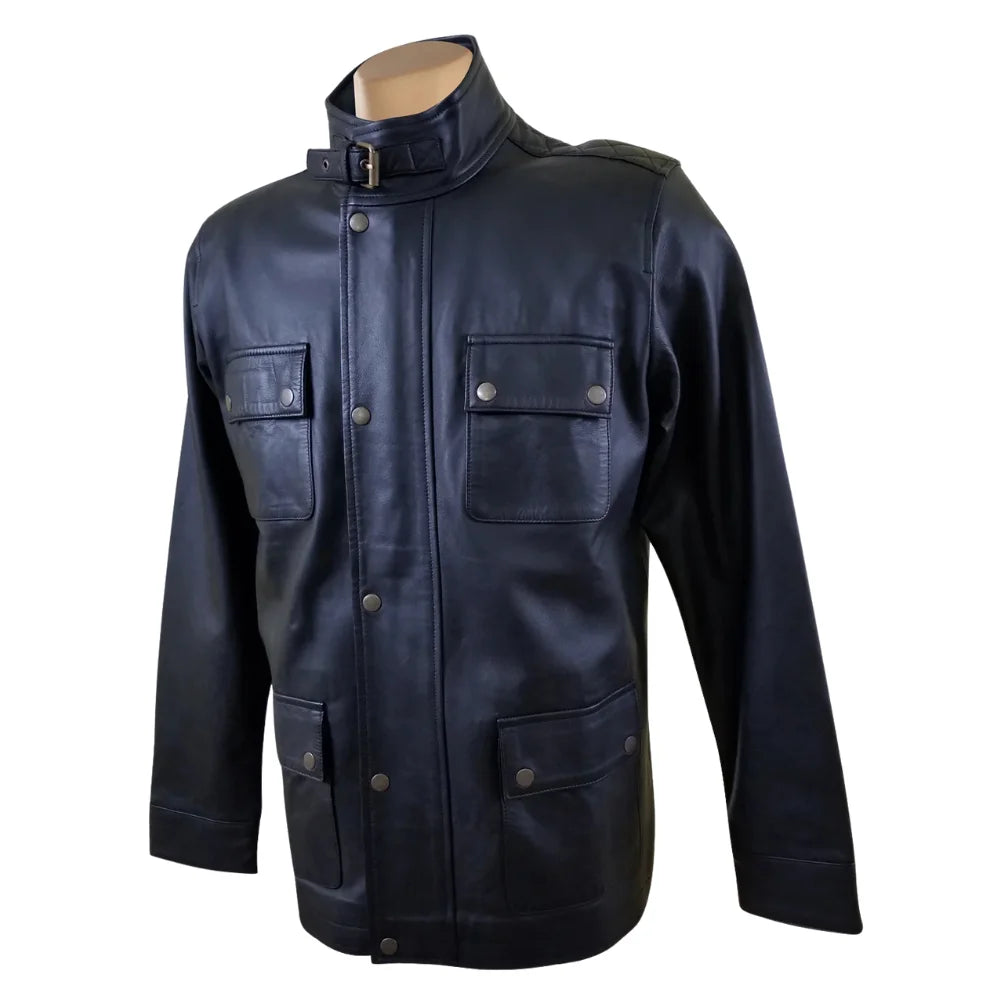 Mosley's leather jacket with flap pockets