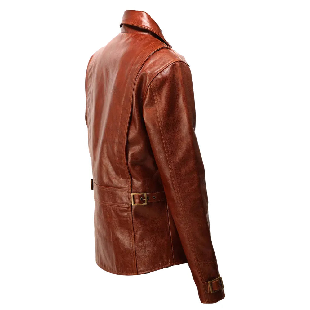 Baker's classic half belt Vintage Tan Oiled Leather Jacket
