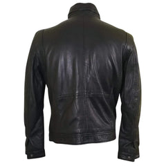 Benson zip up leather jacket with flap pockets