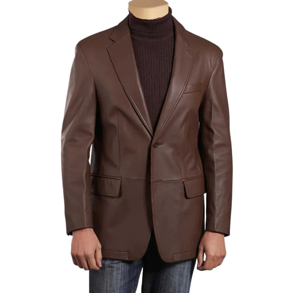 Brown leather blazer