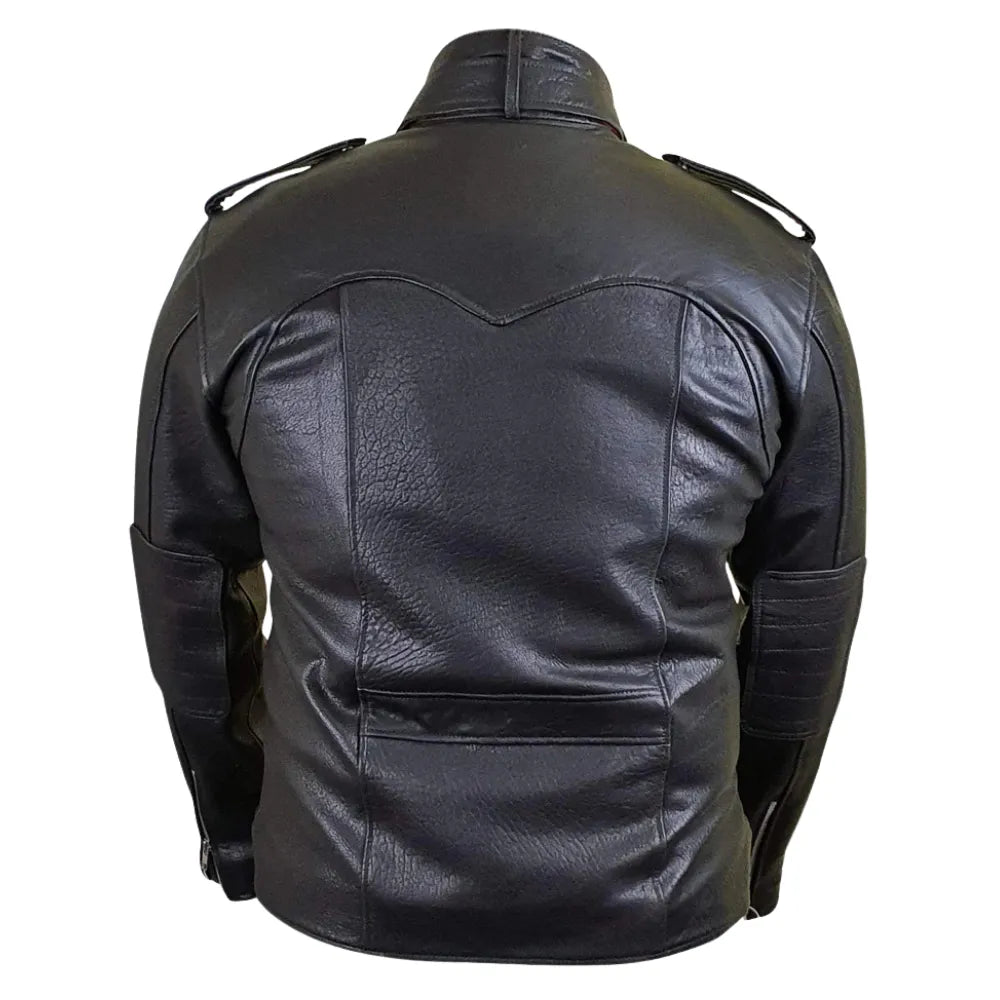 Dalton Bubble Textured moto leather jacket with collar belt