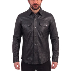 Classic Black Leather Shirt