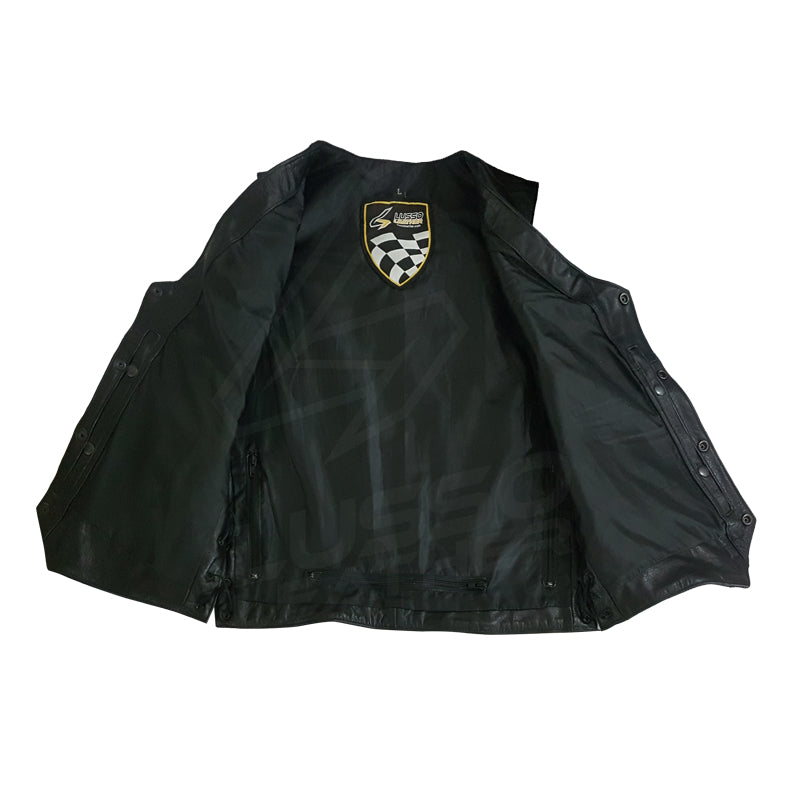 Laced Unisex Motorcycle leather vest with adjustable side laces