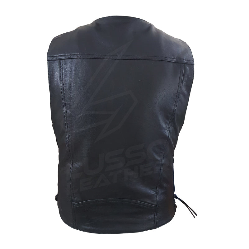 Laced Unisex Motorcycle leather vest with adjustable side laces