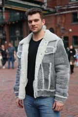 Aiden's Distressed Grey Shearling Trucker Jacket