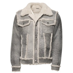 Aiden's Distressed Grey Shearling Trucker Jacket