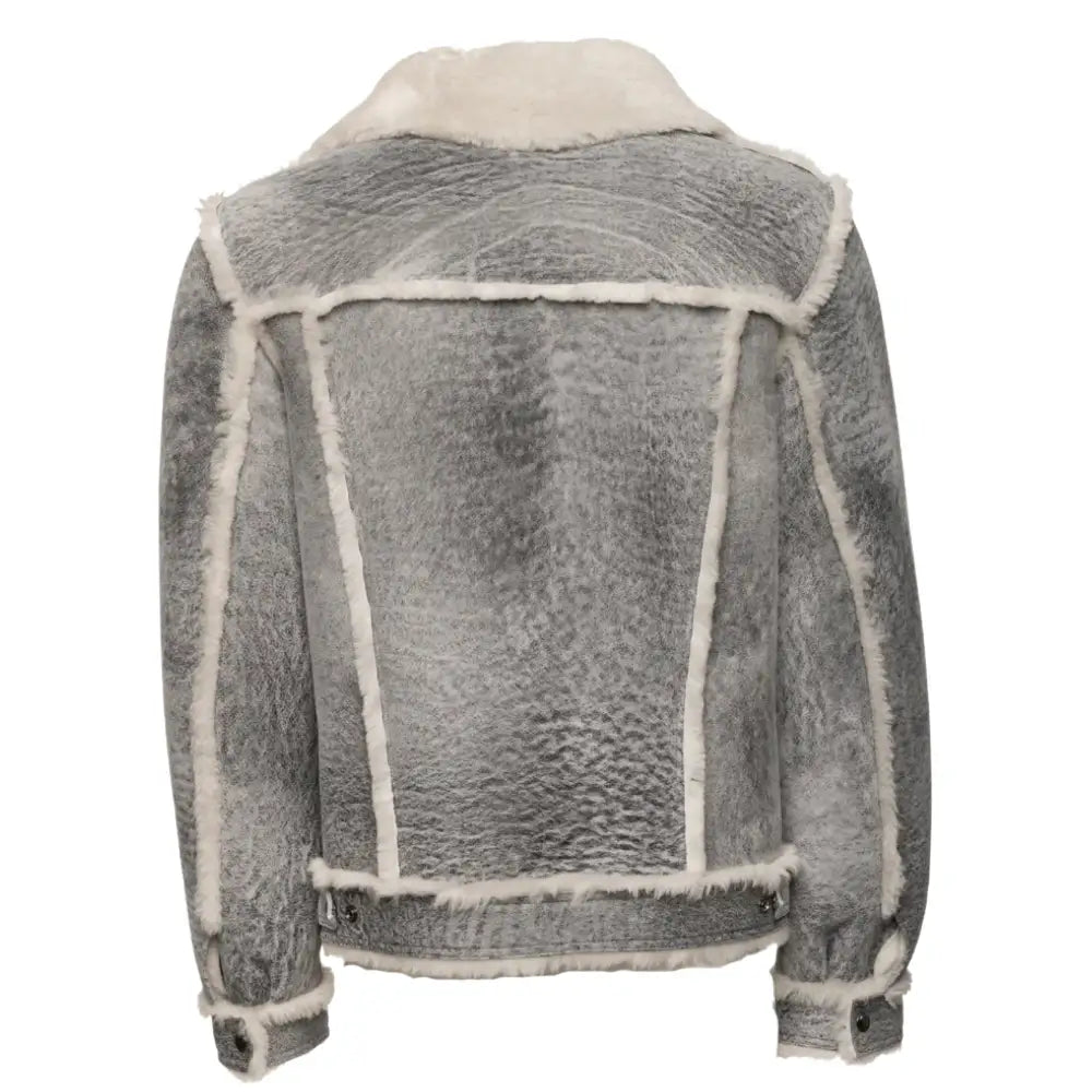 Aiden's Distressed Grey Shearling Trucker Jacket
