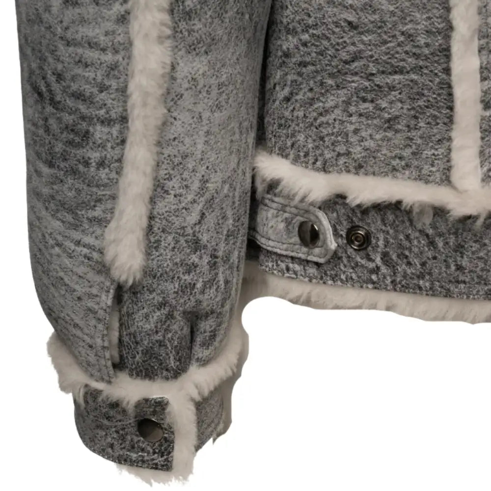 Aiden's Distressed Grey Shearling Trucker Jacket