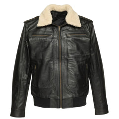 Alaric black bomber jacket with shearling collar