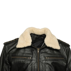Alaric black bomber jacket with shearling collar