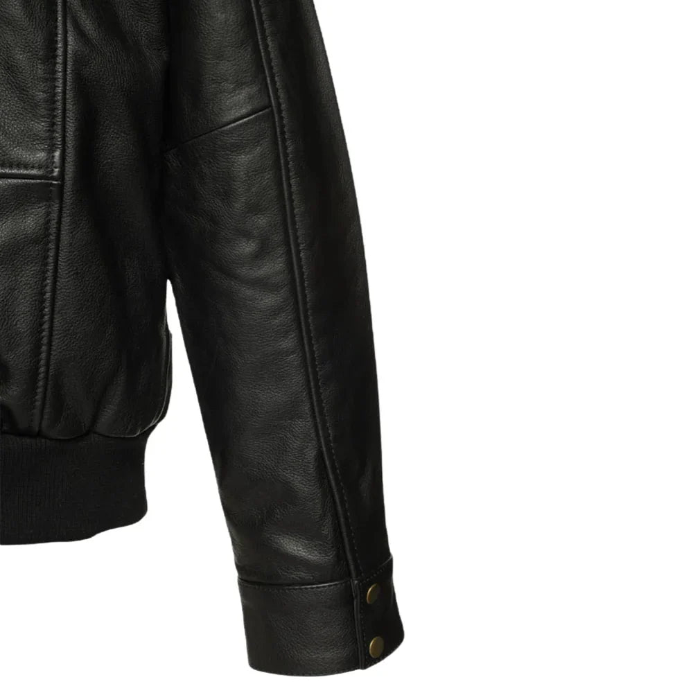 Alaric black bomber jacket with shearling collar