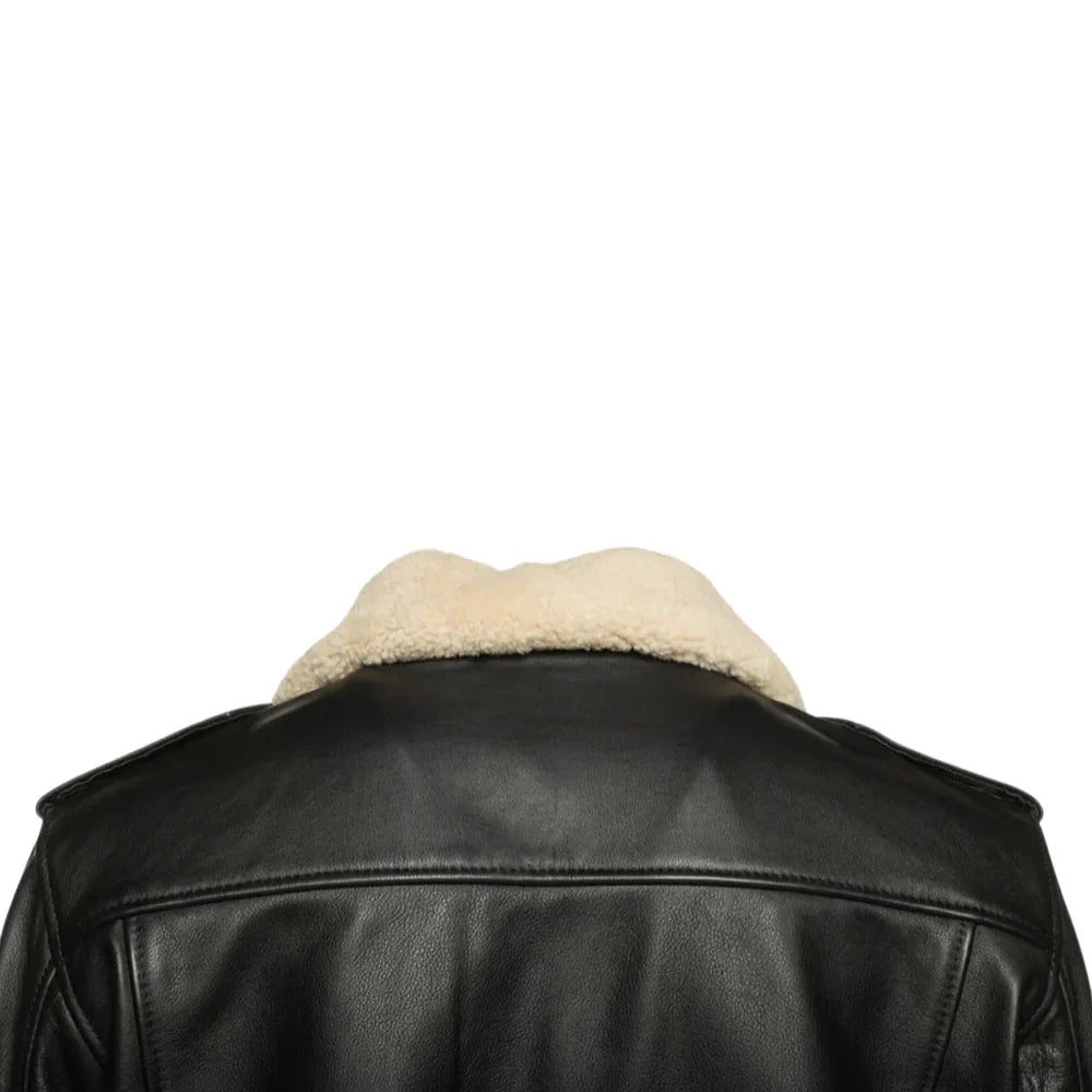 Alaric black bomber jacket with shearling collar