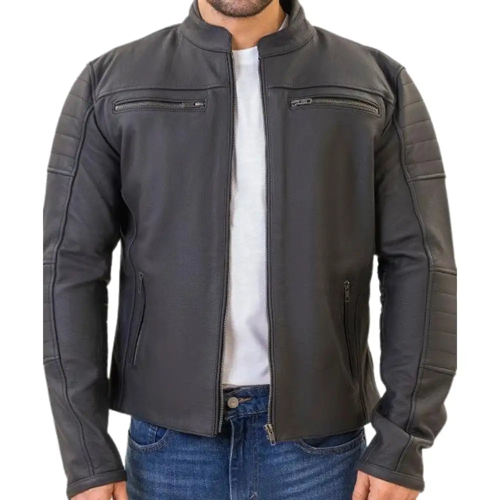Alexander Matte Leather Cafe Racer Motorcycle Jacket