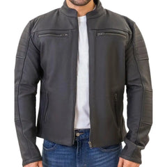 Alexander Matte Leather Cafe Racer Motorcycle Jacket
