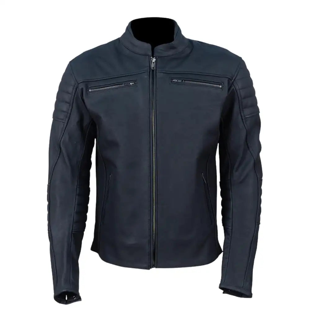 Alexander Matte Leather Cafe Racer Motorcycle Jacket