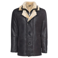Alex's brown shearling driving coat