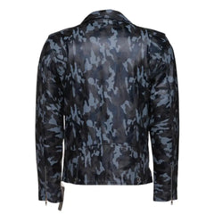 Aman Dowling's Blue Camouflage Leather Biker Jacket