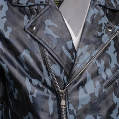 Aman Dowling's Blue Camouflage Leather Biker Jacket