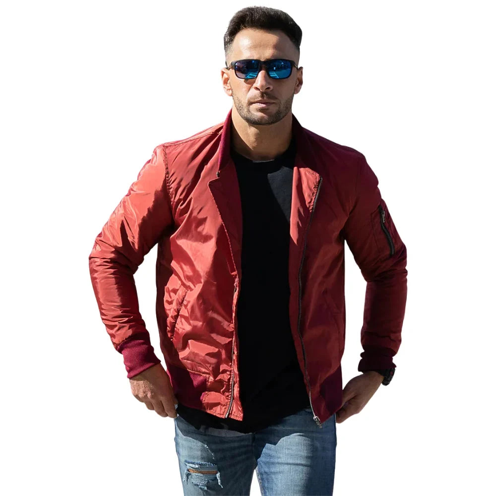Archer's Maroon Nylon flight jacket with ribbed waist