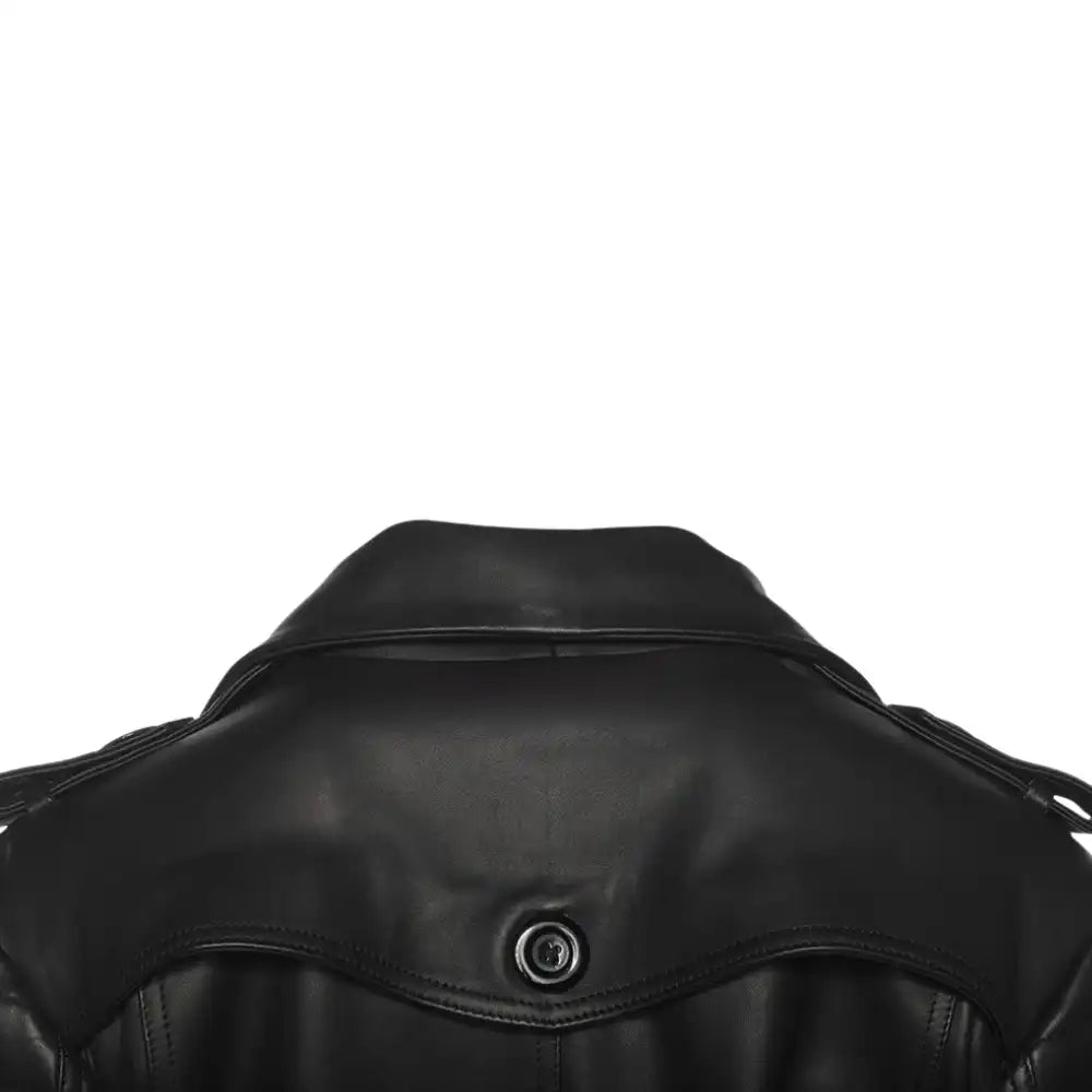 Ariana Black belted leather trench coat