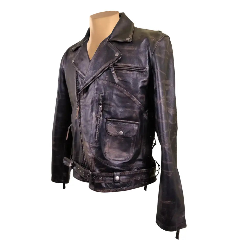 Arnold Schwarzenegger Terminator 2 Distressed Leather Biker Jacket