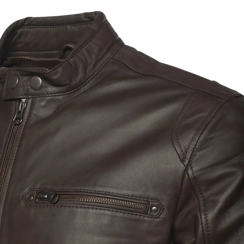 Arthur dark brown café racer leather jacket