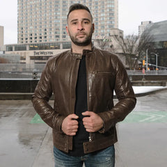 Arthur vintage brown café racer leather jacket
