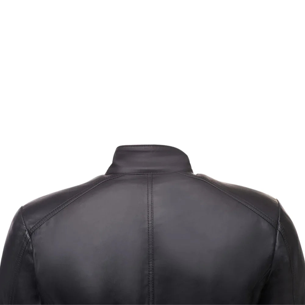 Asher plain Black Cafe Racer jacket