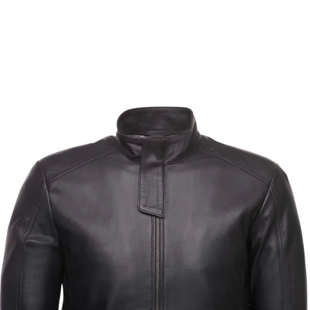 Asher plain Black Cafe Racer jacket