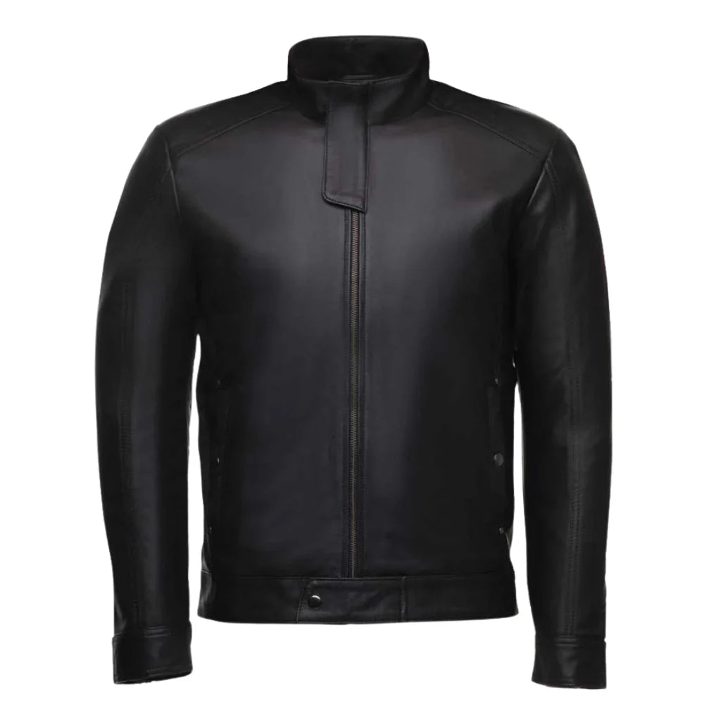 Asher plain Black Cafe Racer jacket