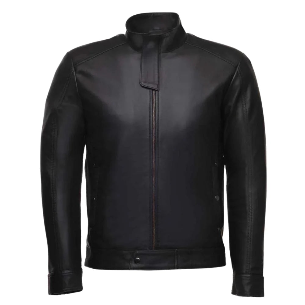 Asher plain Black Cafe Racer jacket