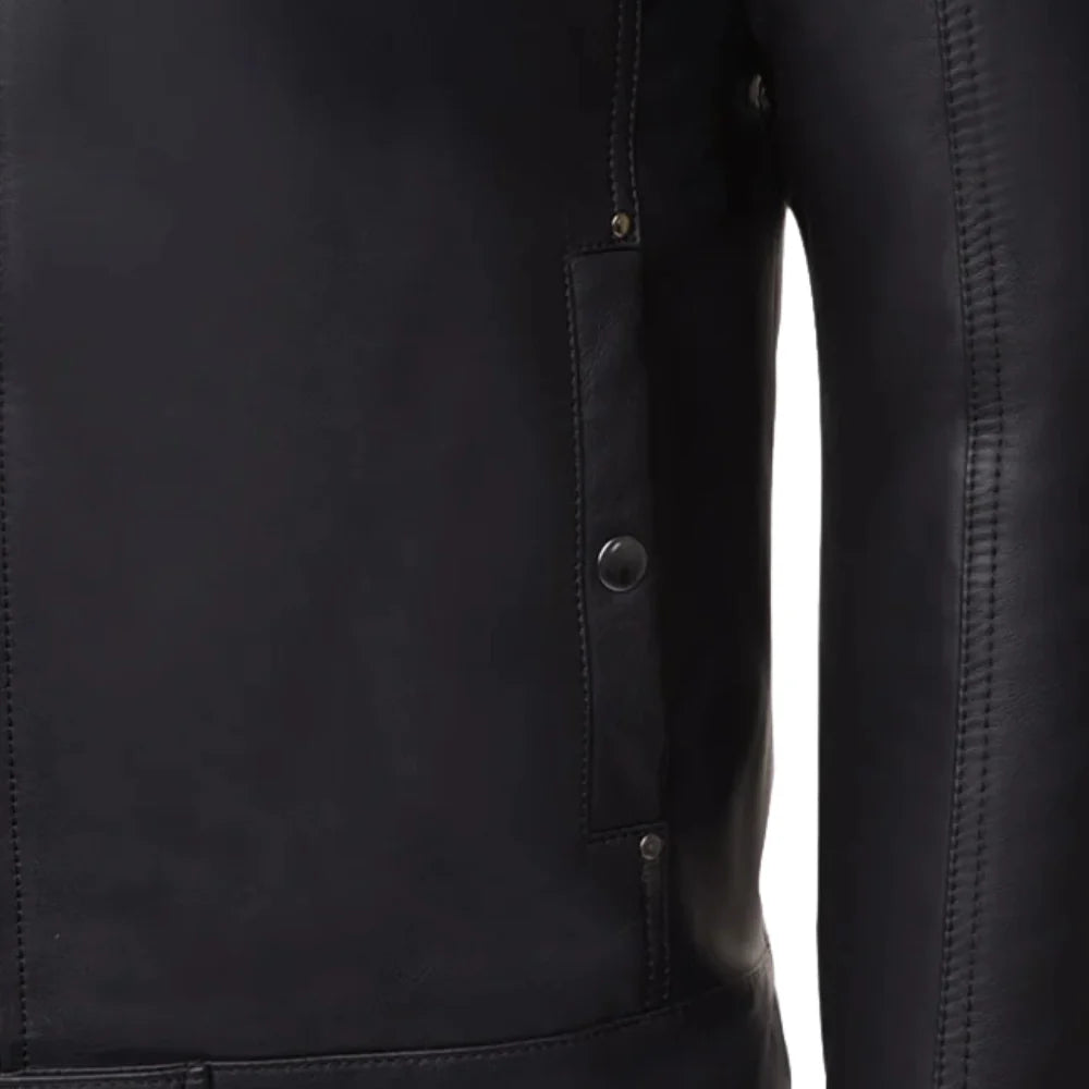 Asher plain Black Cafe Racer jacket