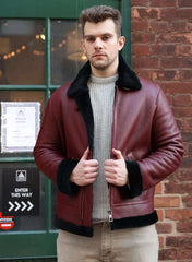 Aurelius Burgundy B3 bomber shearling jacket