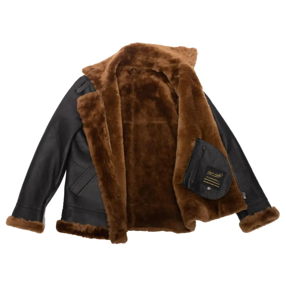 Classic Ginger Brown B3 Bomber Aviator Shearling Jacket