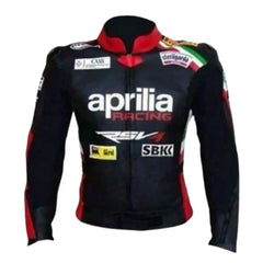 Black Aprilla Armored Leather Motorcycle Jacket