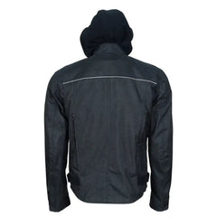 Black Hooded Air-Ventilation Textile Motorcycle Jacket