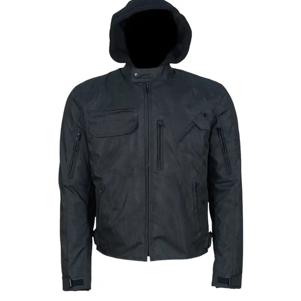 Black Hooded Air-Ventilation Textile Motorcycle Jacket
