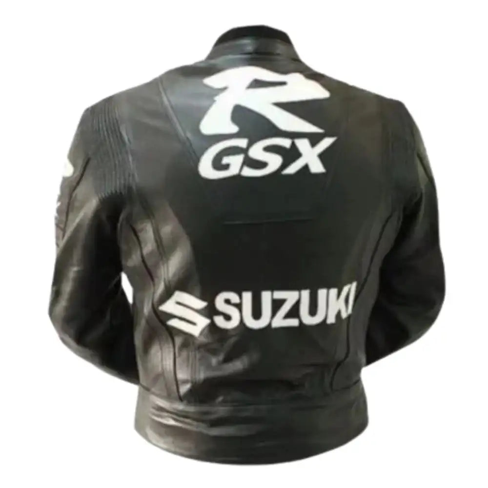 Black Armored Suzuki Leather Motorcycle Jacket