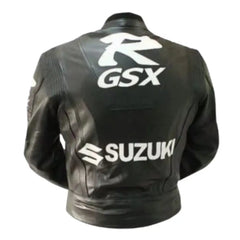 Black Armored Suzuki Leather Motorcycle Jacket