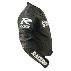 Black Armored Suzuki Leather Motorcycle Jacket