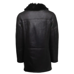 Black shearling trench coat with Toscana fur trim