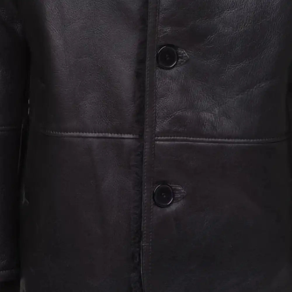 Black shearling trench coat with Toscana fur trim