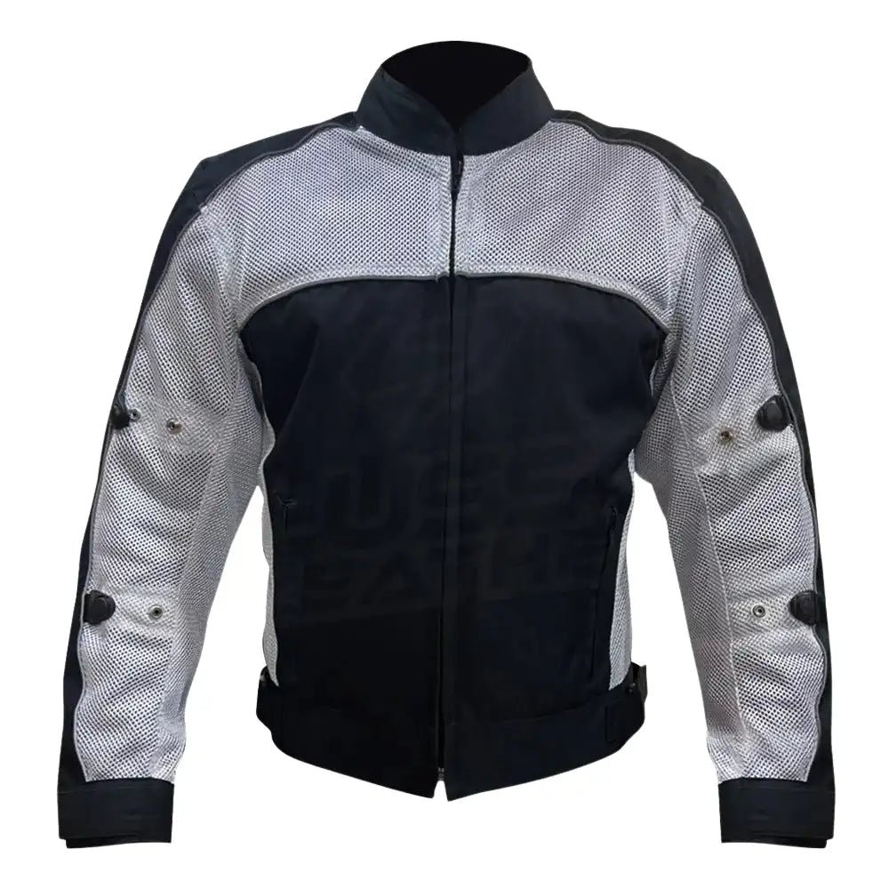 Black and White Waterproof Armored Leather Motorcycle Jacket
