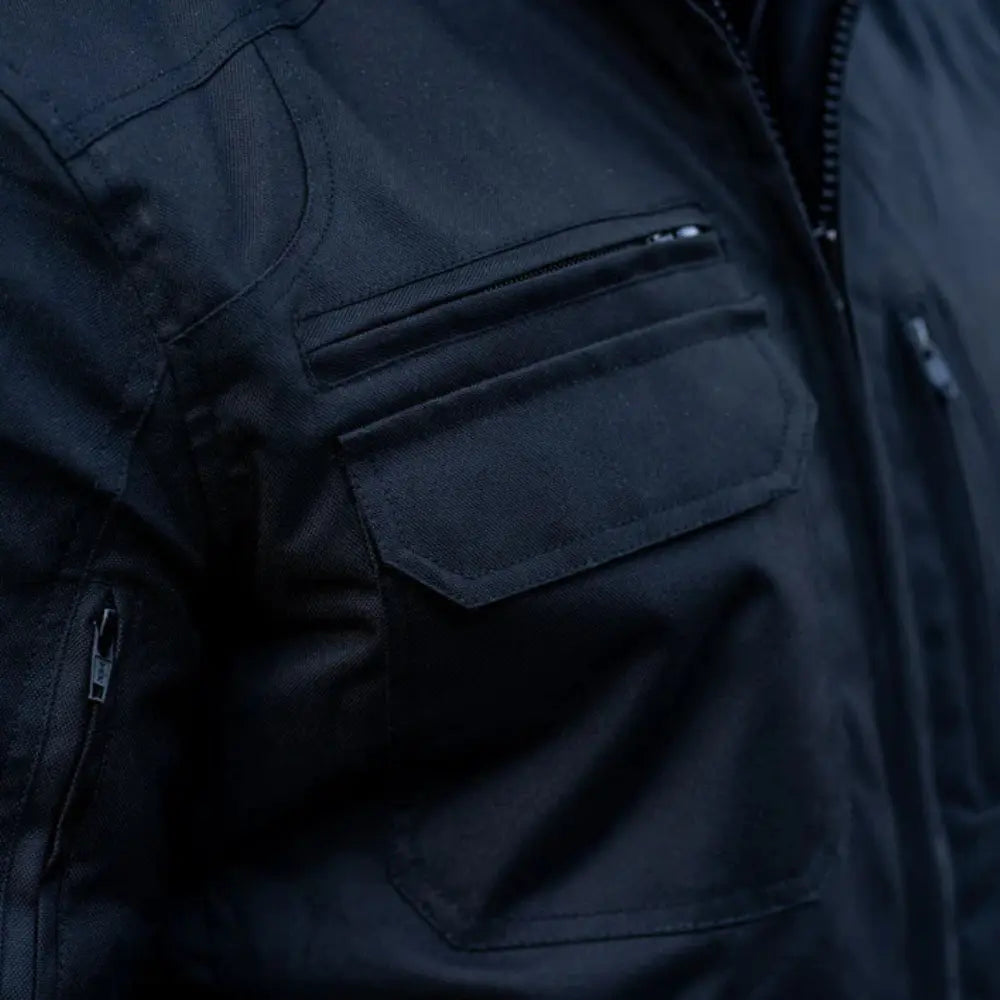 Black Hooded Air-Ventilation Textile Motorcycle Jacket